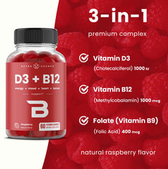 NutraChamps natural berry flavor gummies shown with fresh berries