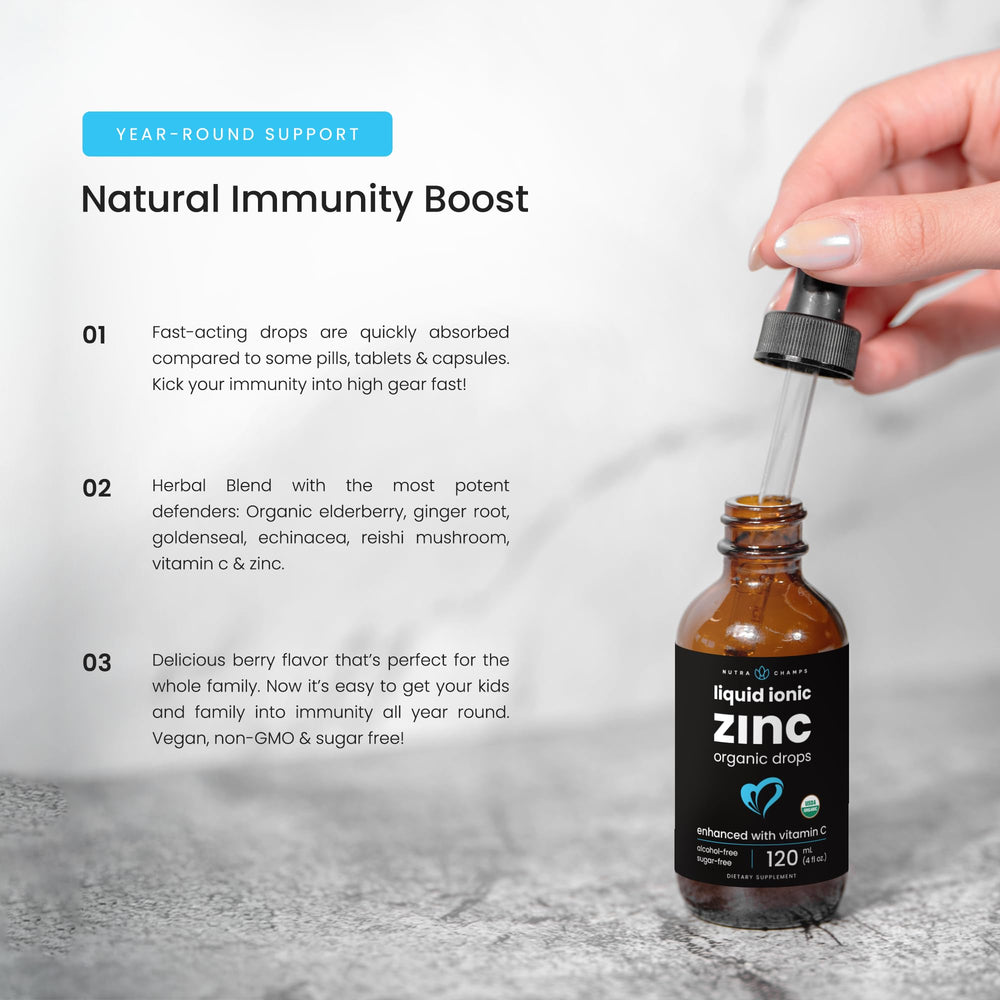 NutraChamps zinc liquid with vitamin C added demonstrates antioxidant-friendly formula.