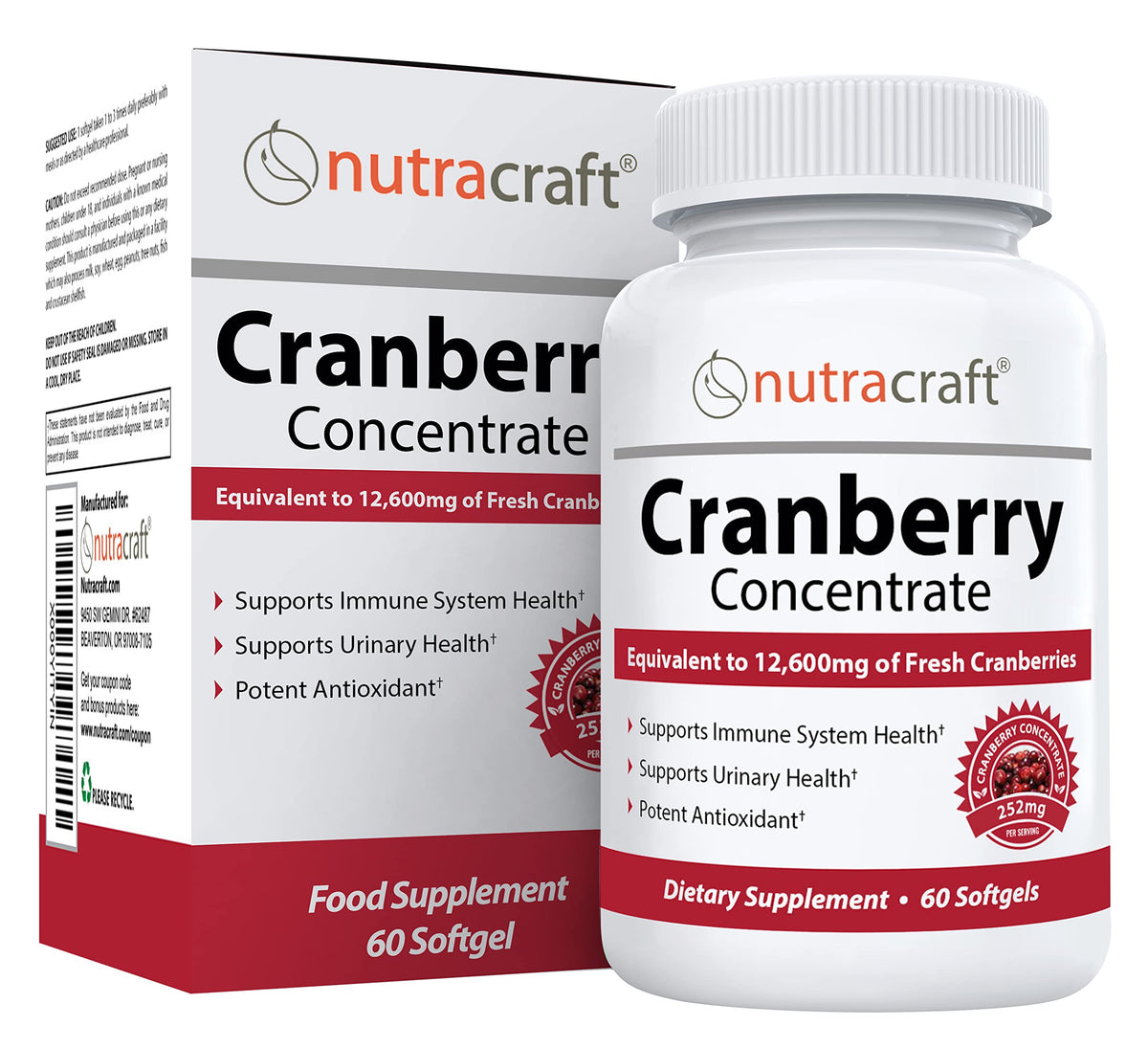 Nutracraft Cranberry Concentrate capsule closeup highlighting potency and antioxidants