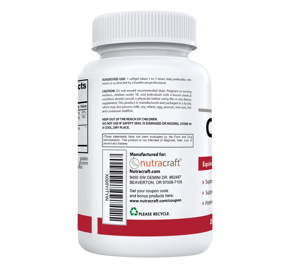 Nutracraft Cranberry Concentrate label detail with ingredients and potency