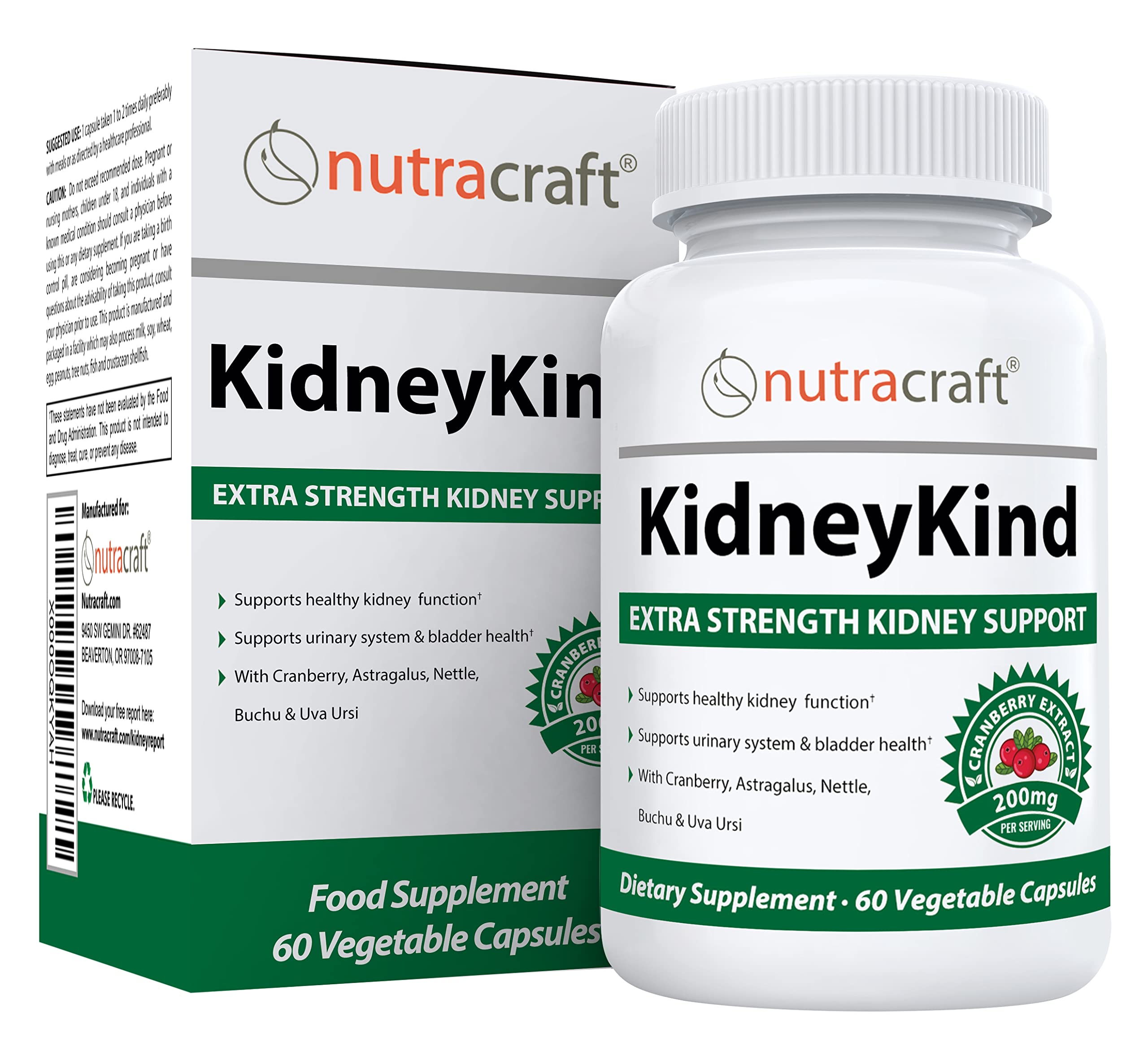 Nutracraft KidneyKind bottle-front highlights packaging for daily kidney support