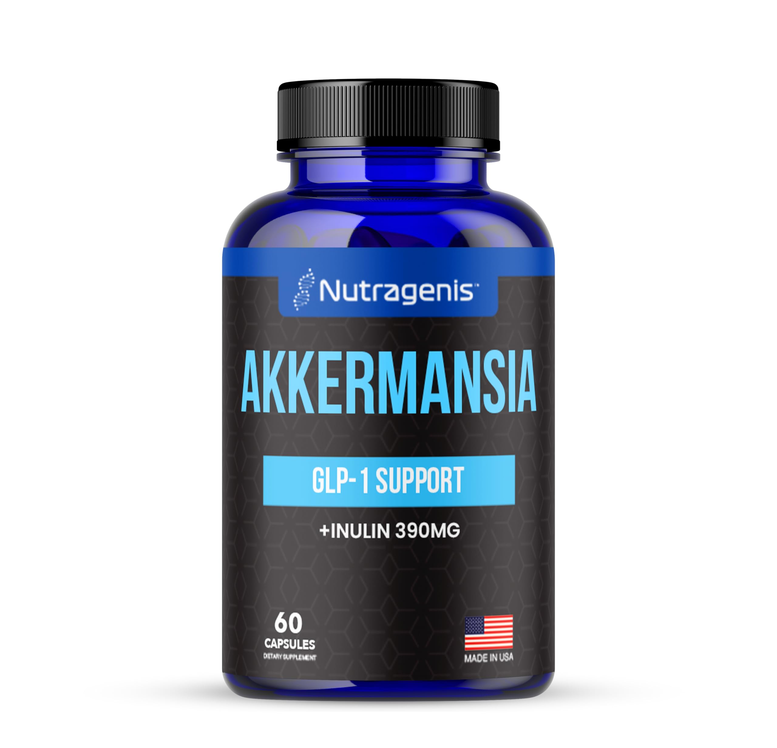 Nutragenis Akkermansia Muciniphila bottle for daily gut balance.