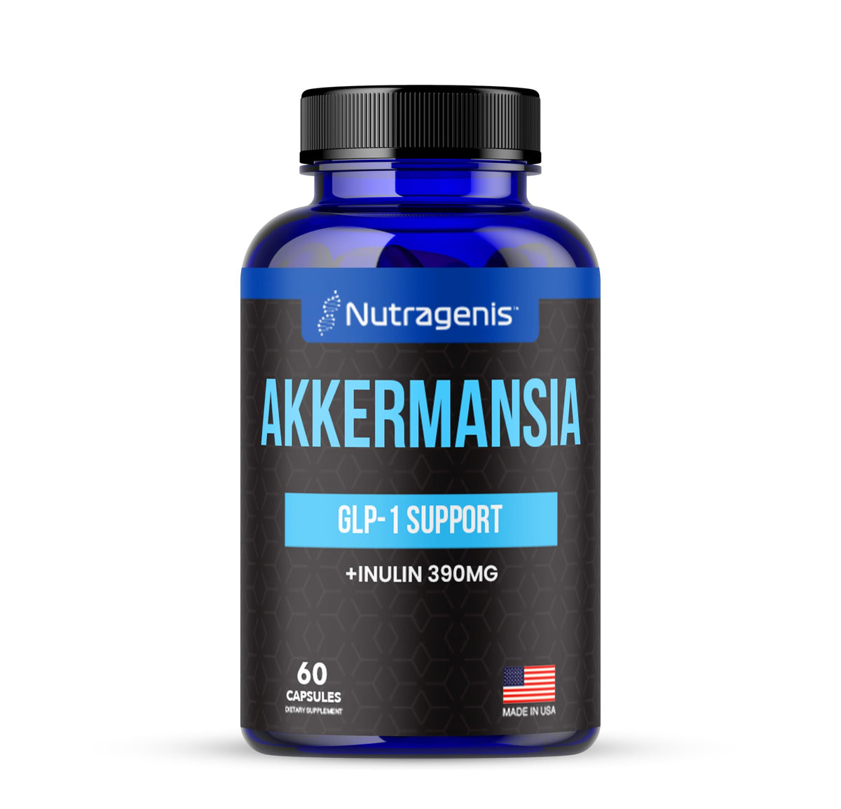 Nutragenis Akkermansia Muciniphila bottle for daily gut balance.