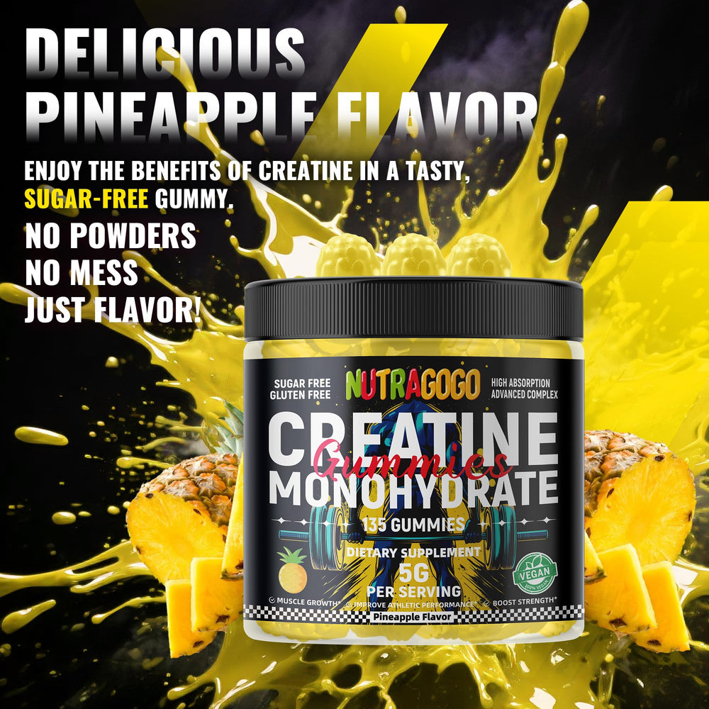 NUTRAGOGO gummies texture close-up showing chewy pineapple bites for a tasty wellness routine.
