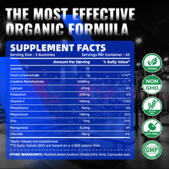 NUTRAGOGO Creatine Monohydrate Gummies Serving Three highlights three gummies per serving.