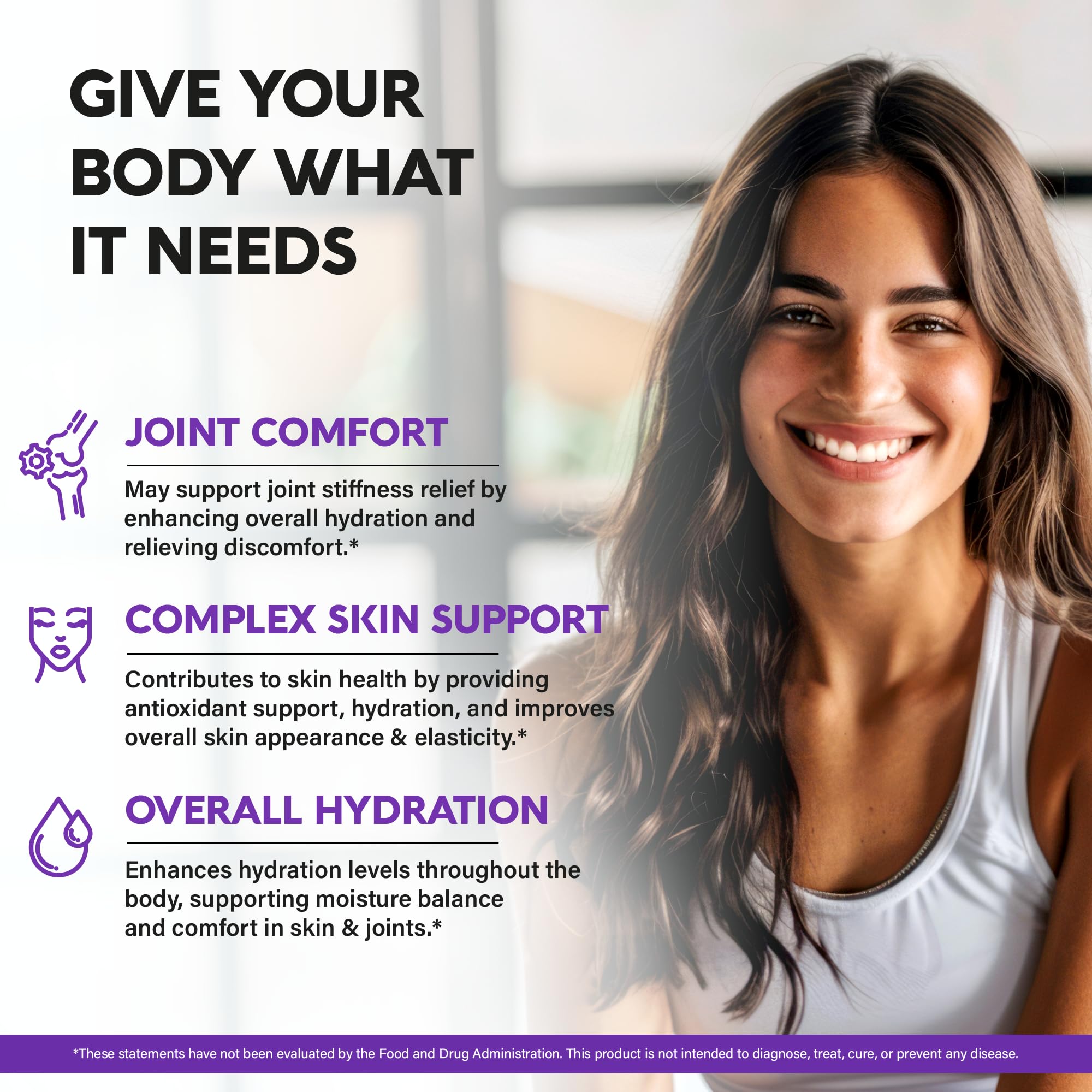 NutraHarmony 7-in-1 hydration blend capsules image highlights multi-ingredient formula.