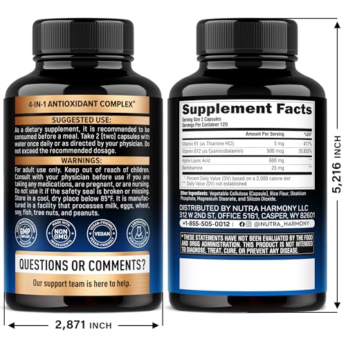 NutraHarmony Alpha Lipoic Acid 600mg capsules ready for daily use.