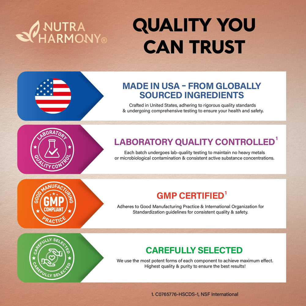 NUTRAHARMONY antioxidant blend for immune balance and cellular vitality.