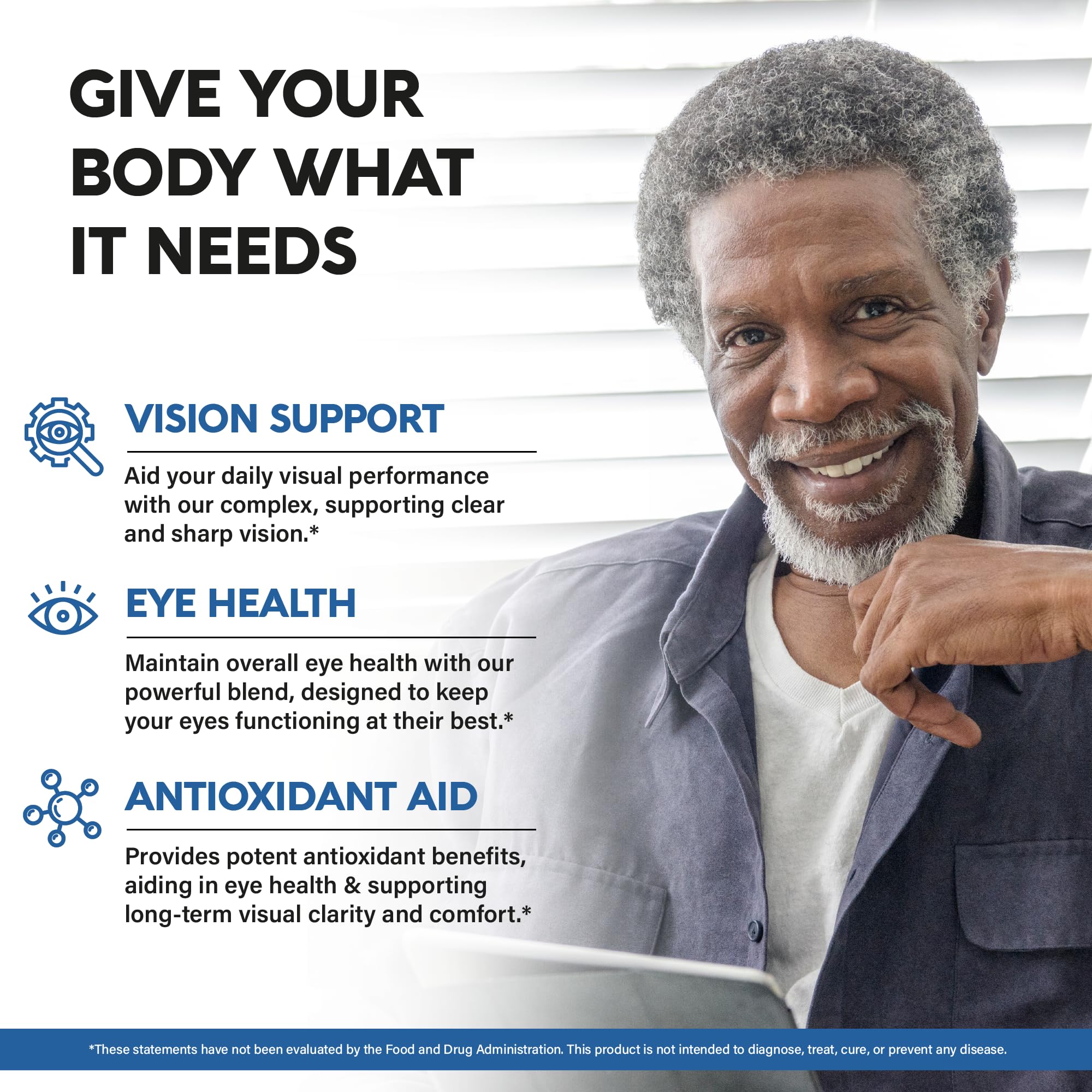 NutraHarmony AREDS2 formula pack displays a 15-in-1 eye health blend.