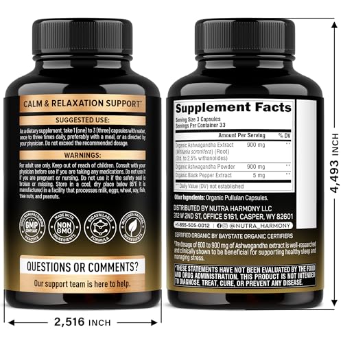 NutraHarmony Ashwagandha 1800mg powder and extract close-up highlights full-spectrum withanolides.