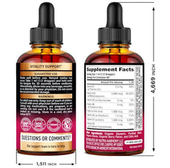 NUTRAHARMONY B Complex Drops label close-up highlights organic, USA-made features.
