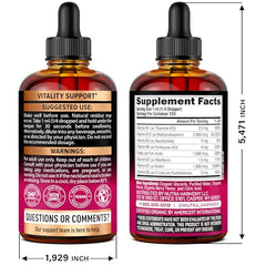 Close-up of the NutraHarmony B Complex Drops label highlights organic, premium quality.