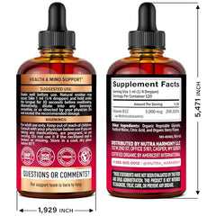 NutraHarmony B12 drops dropper closeup highlights fast absorption.