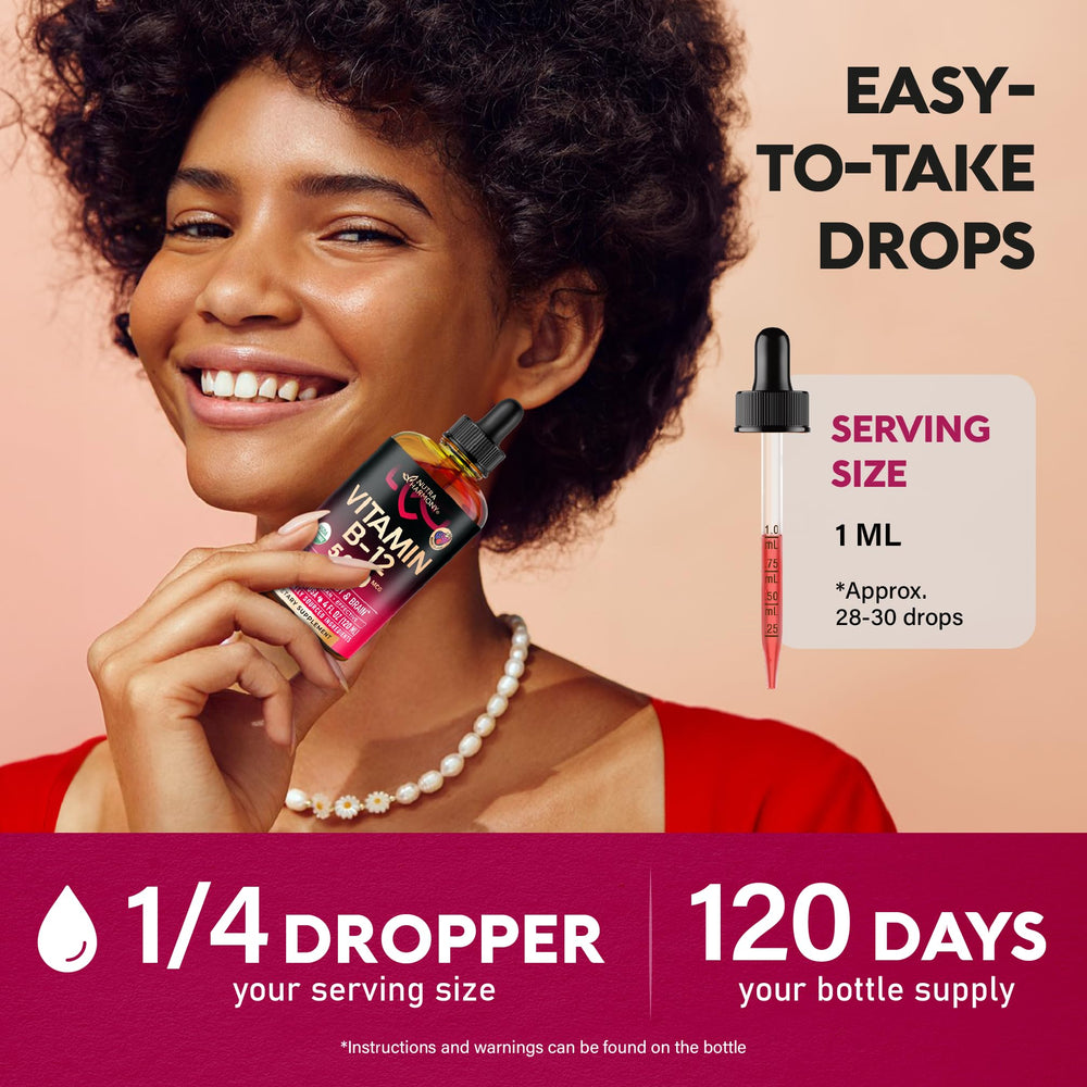 NutraHarmony B12 drops measuring spout for precise daily dosage.