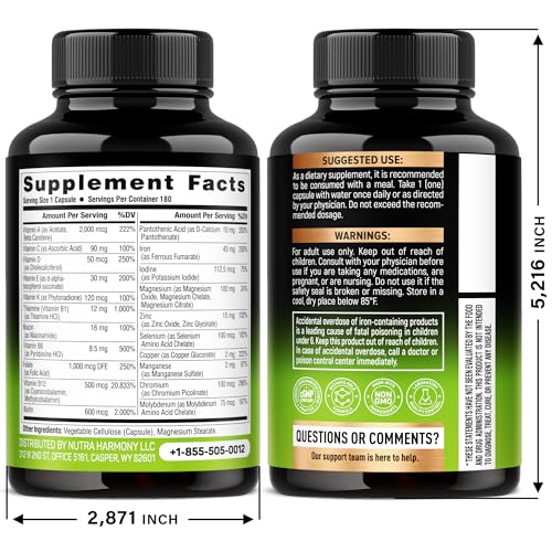 NutraHarmony bottle pours capsules highlighting easy once-daily use