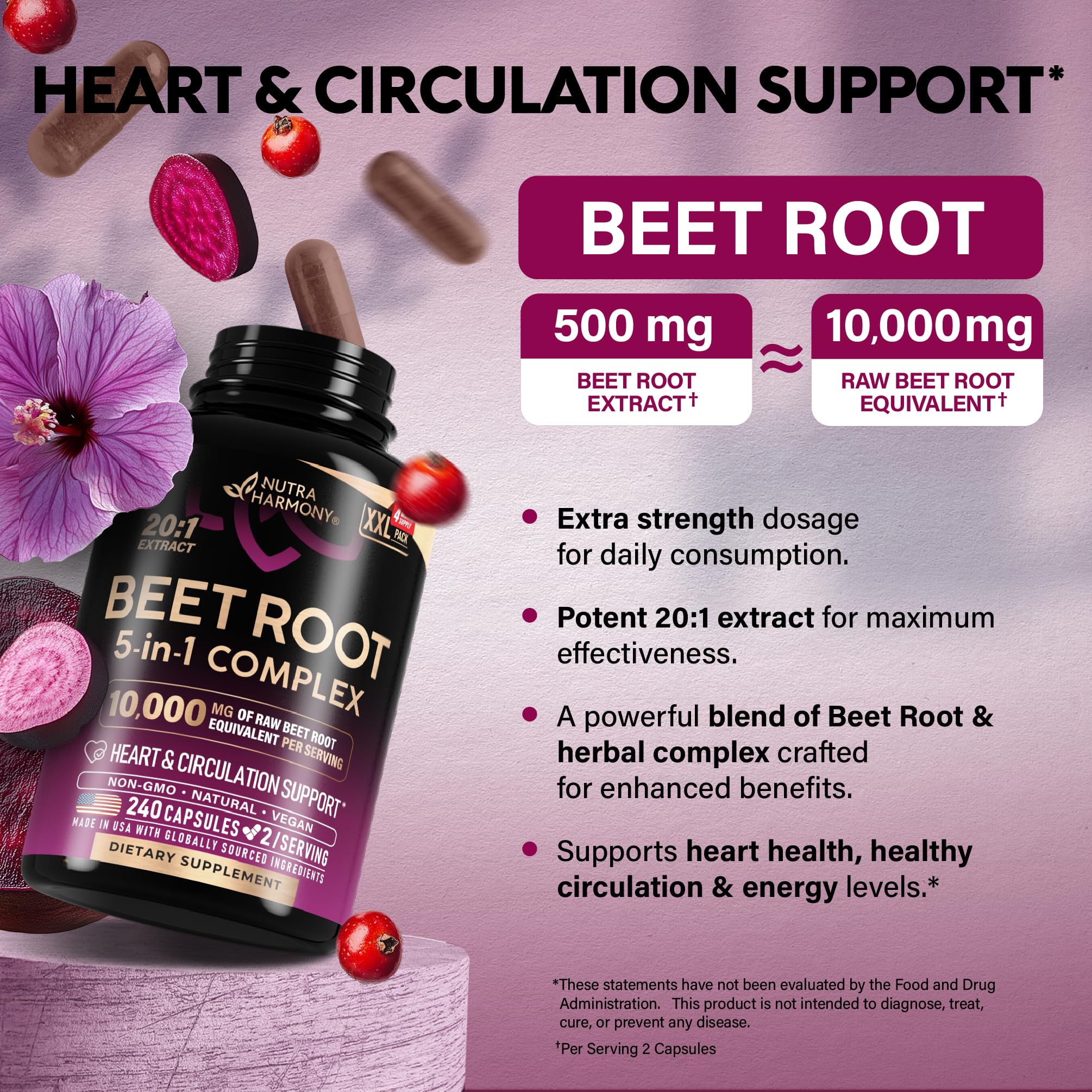 NutraHarmony Beet Root 5-in-1 blister-pack for easy daily use