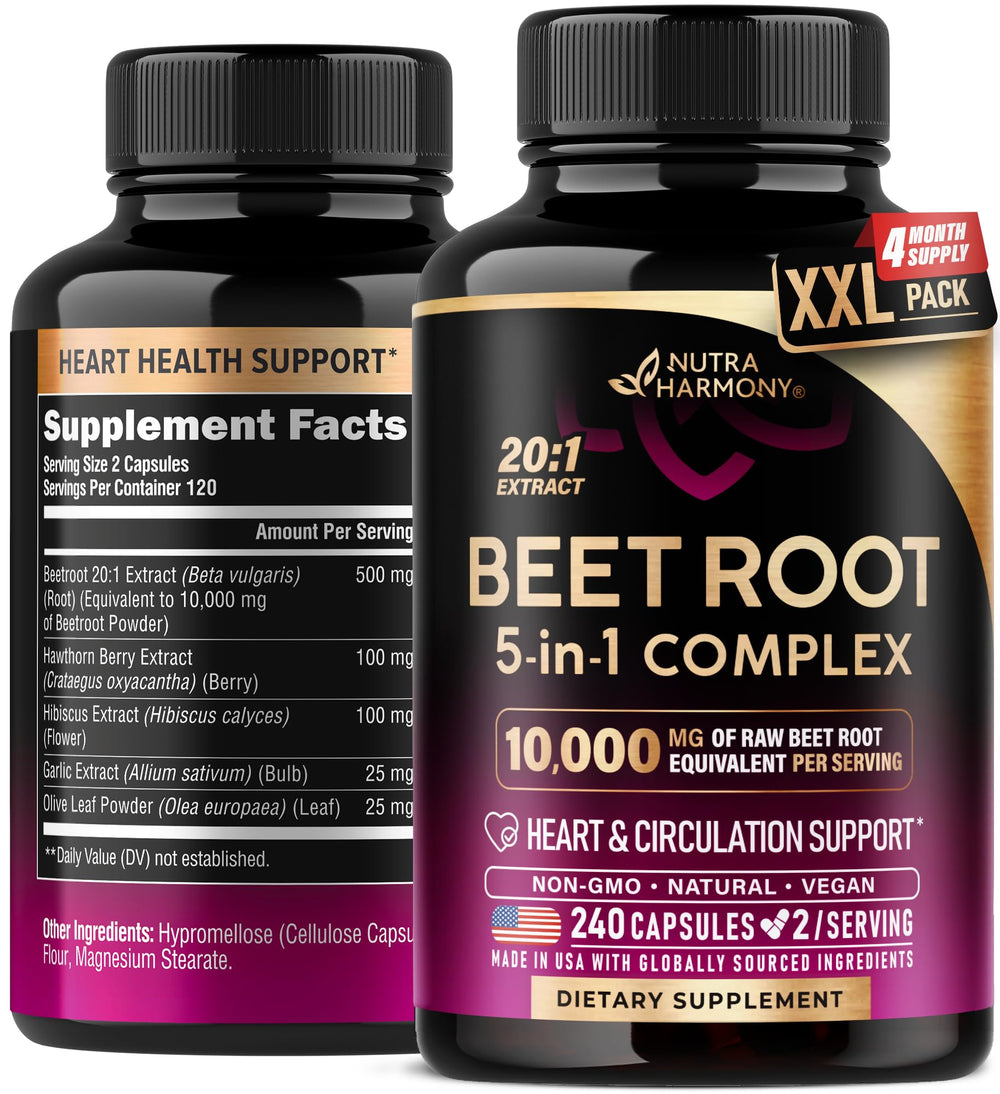 NutraHarmony Beet Root 5-in-1 bottle front for daily heart health support