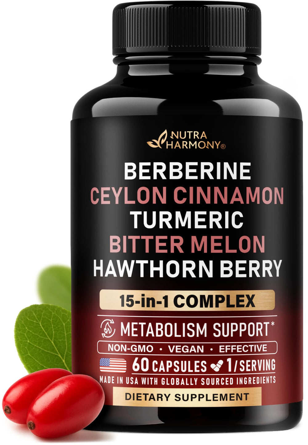 NutraHarmony berberine with cinnamon capsules for metabolic balance and steady energy