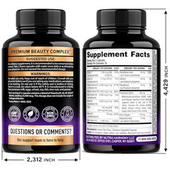 NutraHarmony capsules close-up highlighting Biotin blend for hair support.