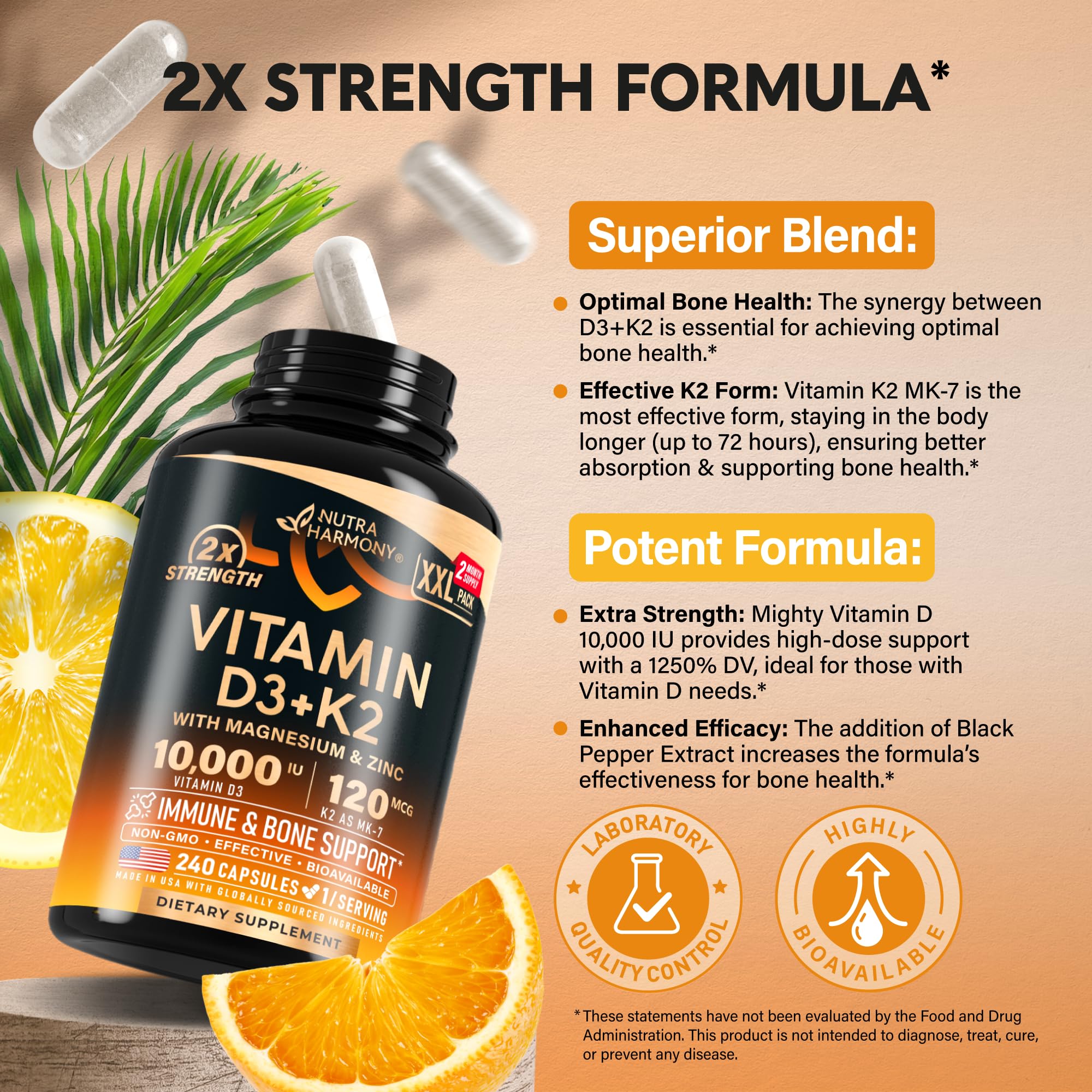 NUTRAHARMONY bottle being poured for easy daily intake