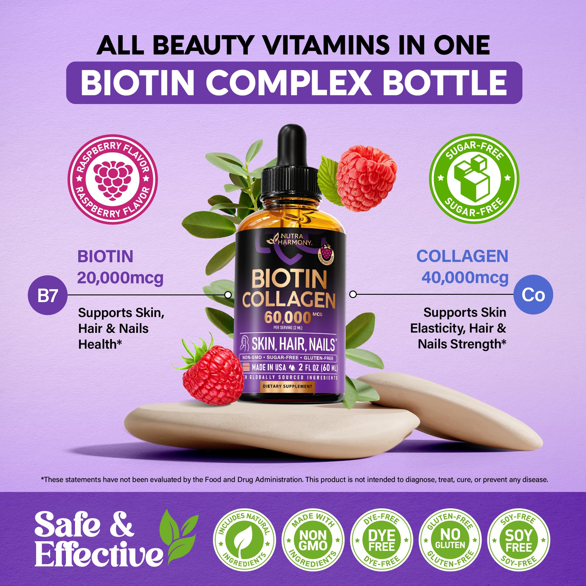 NutraHarmony bottle emphasizes USA-made quality and GMO-free formula.