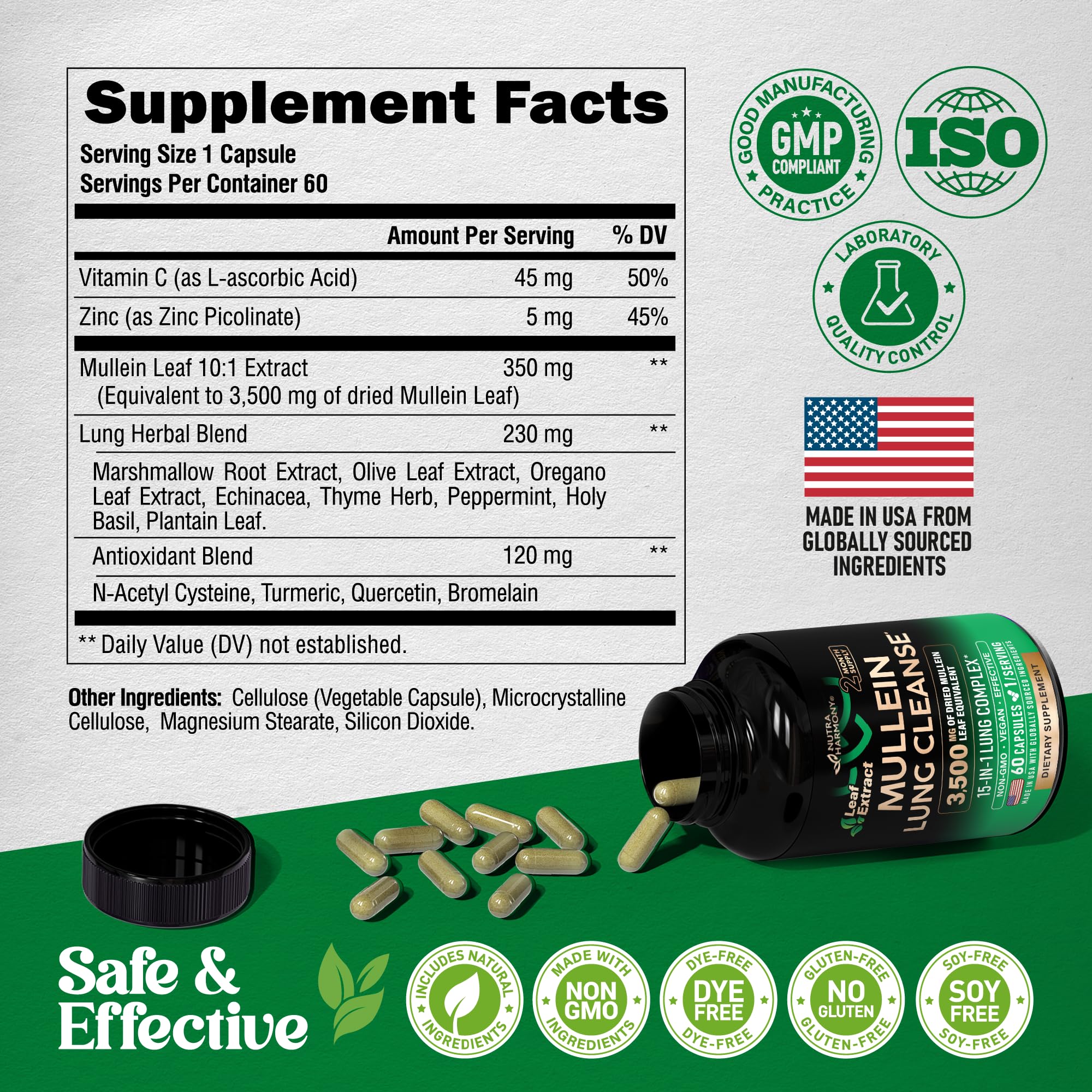 NutraHarmony capsules lined up for daily lung vitality routine