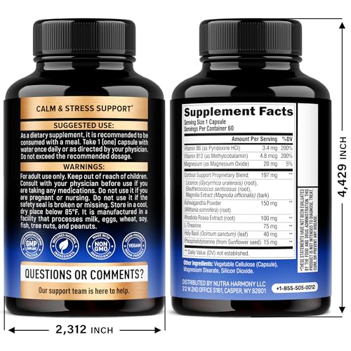 NutraHarmony cortisol supplement capsules-closeup highlighting convenient daily dosing