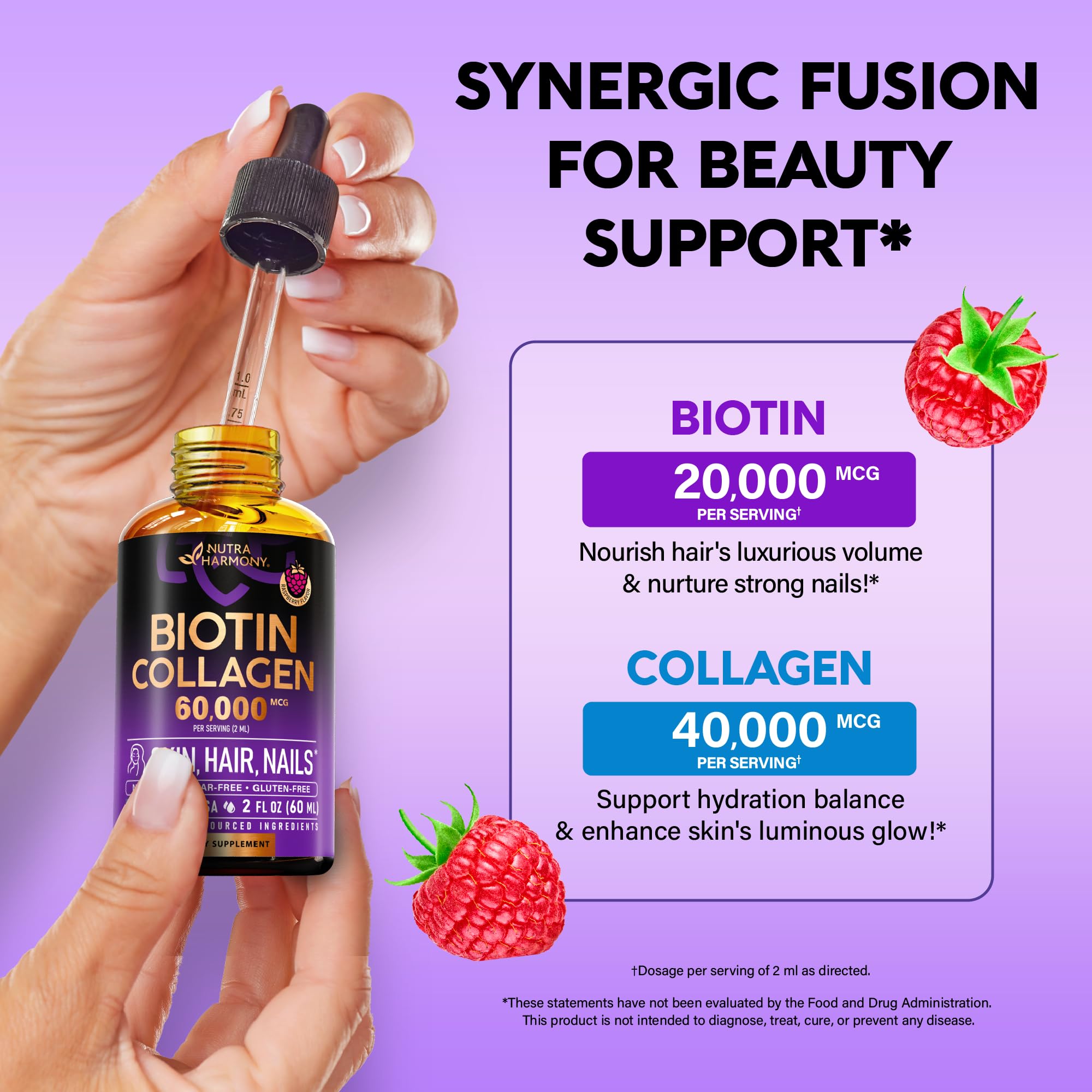 NutraHarmony drops with ergonomic dropper for precise dosing.