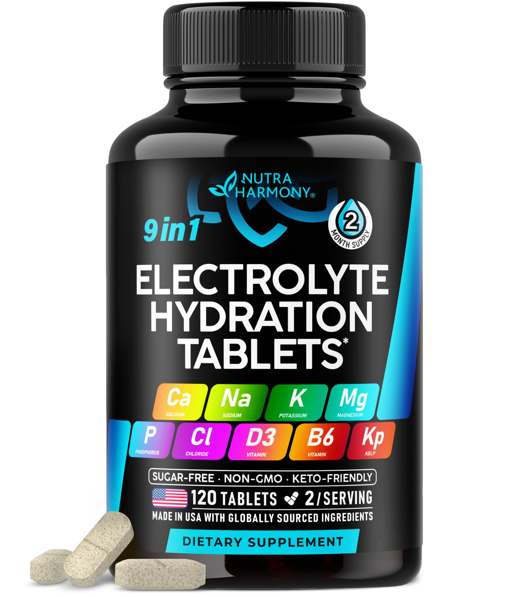 NutraHarmony Electrolytes bottle front view supports on-the-go hydration during workouts
