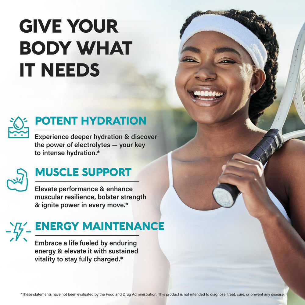 NutraHarmony Electrolytes tablets close-up shows compact daily hydration solution