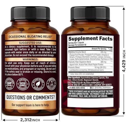 NutraHarmony mezcla con papaya, enzimas digestivas en cápsulas