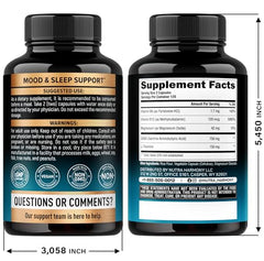 NUTRAHARMONY GABA L-Theanine capsules being poured for easy daily relaxation.