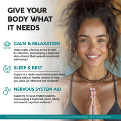 NUTRAHARMONY GABA L-Theanine ingredients panel highlights high-potency blend.