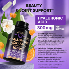 NutraHarmony Hyaluronic Acid Capsules packaging image emphasizes premium ingredients and purity.
