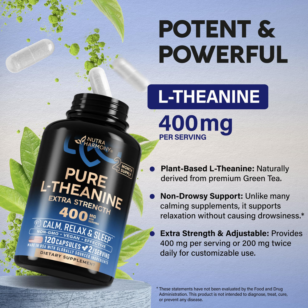 NUTRAHARMONY L-Theanine sleep-support imagery for restful nights.