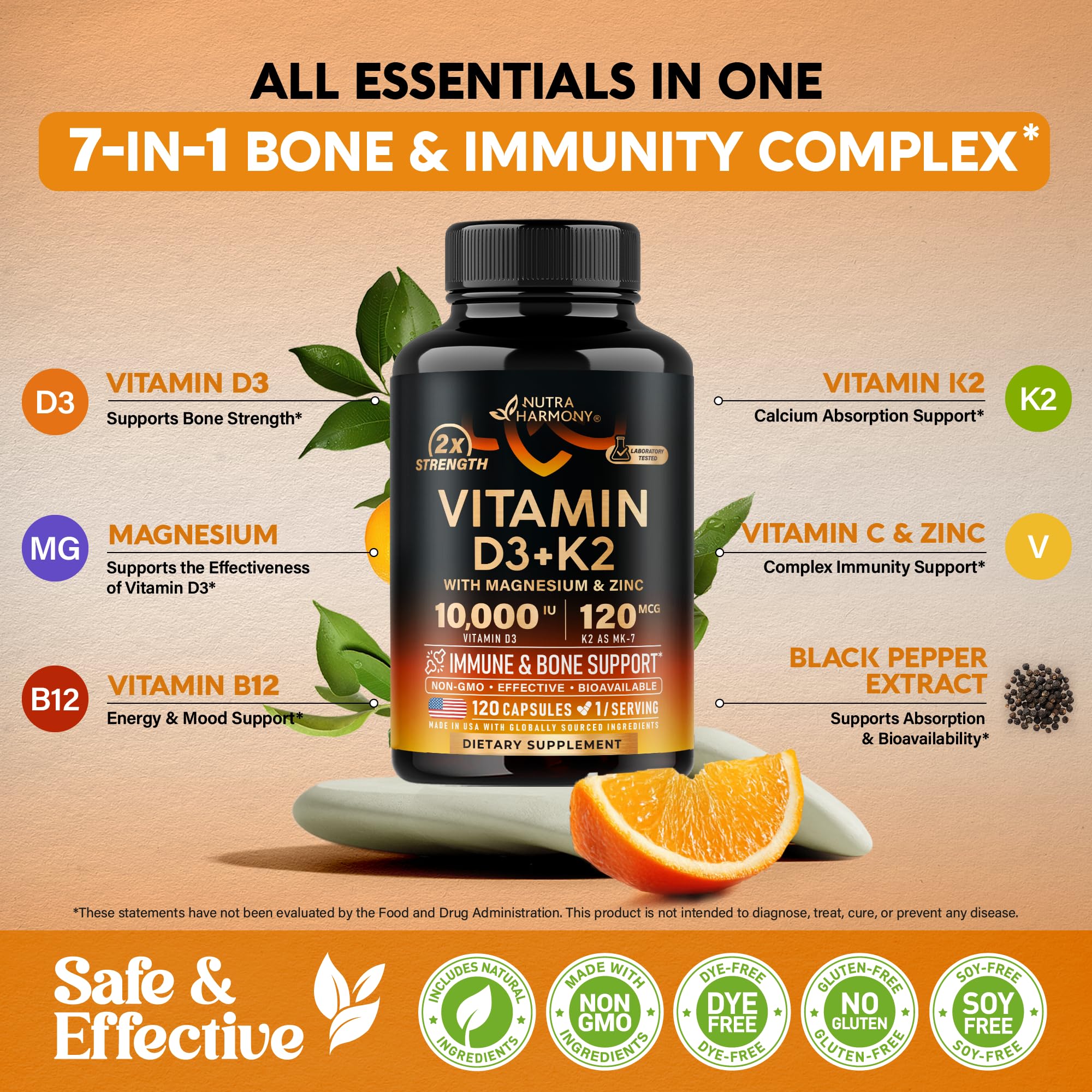 NutraHarmony label detail highlights MK-7 dosage and D3 content