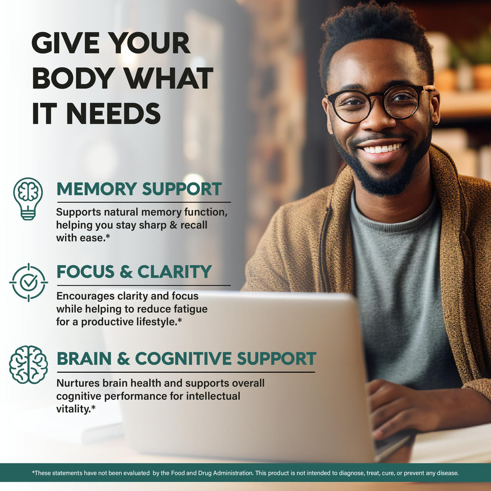 NUTRAHARMONY Lions Mane capsules—1200 mg per dose, ideal for daily mental clarity.