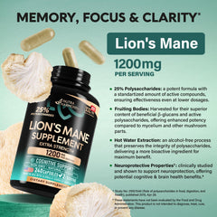 NUTRAHARMONY Lions Mane fruiting body extract—rich beta-glucans and polysaccharides.