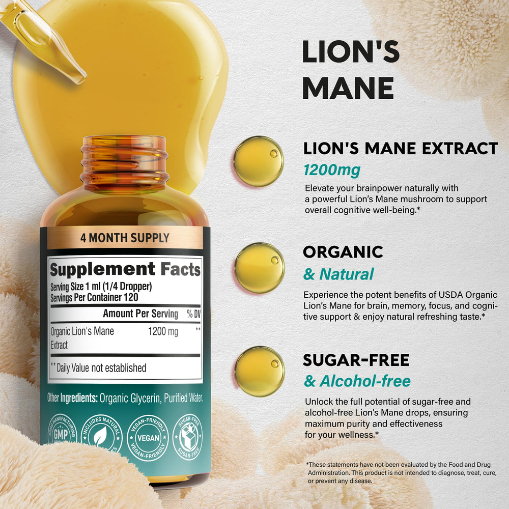 NutraHarmony ingredients view featuring pure Lion's Mane extract for cognitive health.