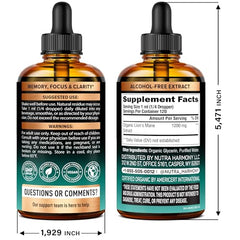 NutraHarmony Lion's Mane dropper showing easy dosing for focus and memory.