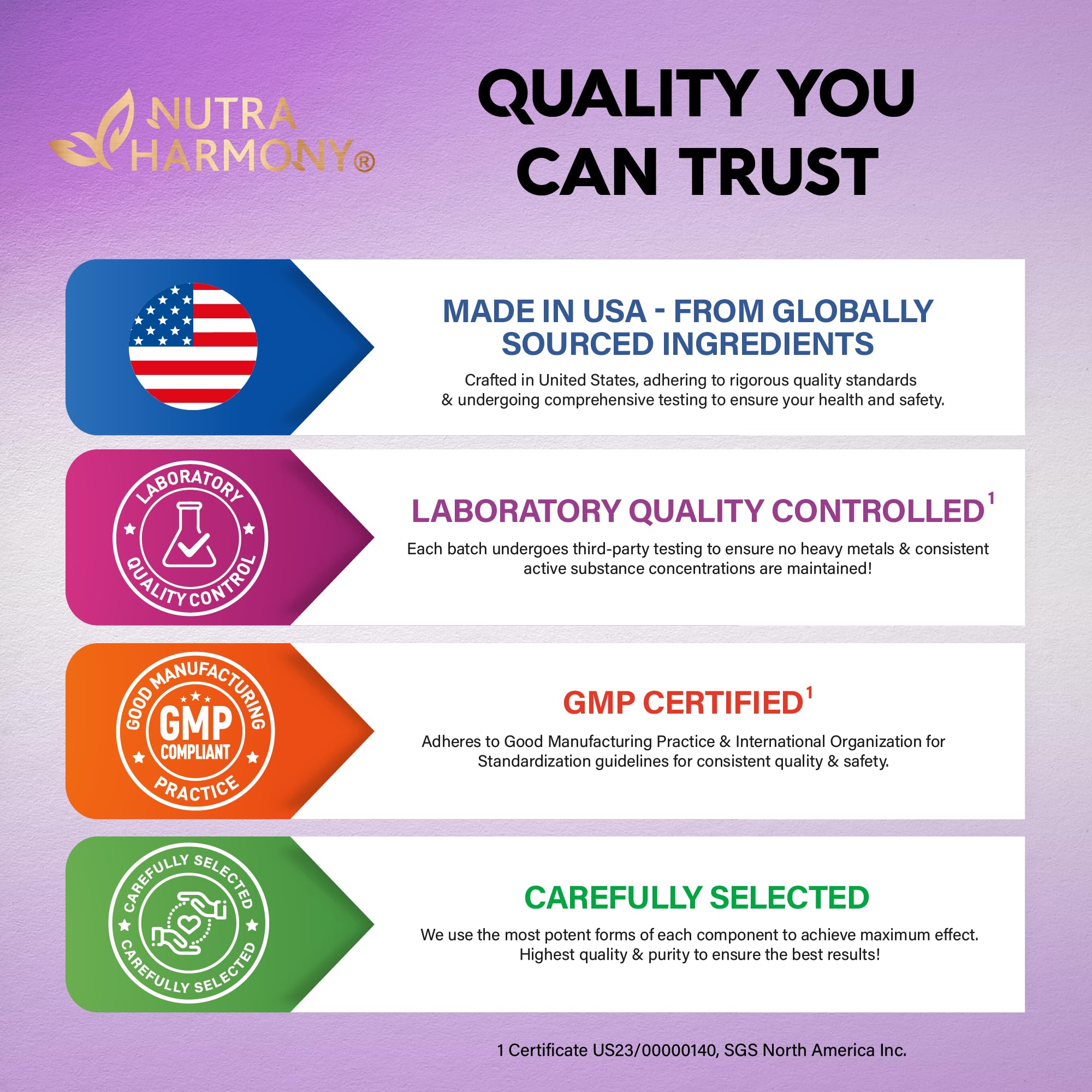 NUTRAHARMONY bottle shown with a glass of water for daily use.