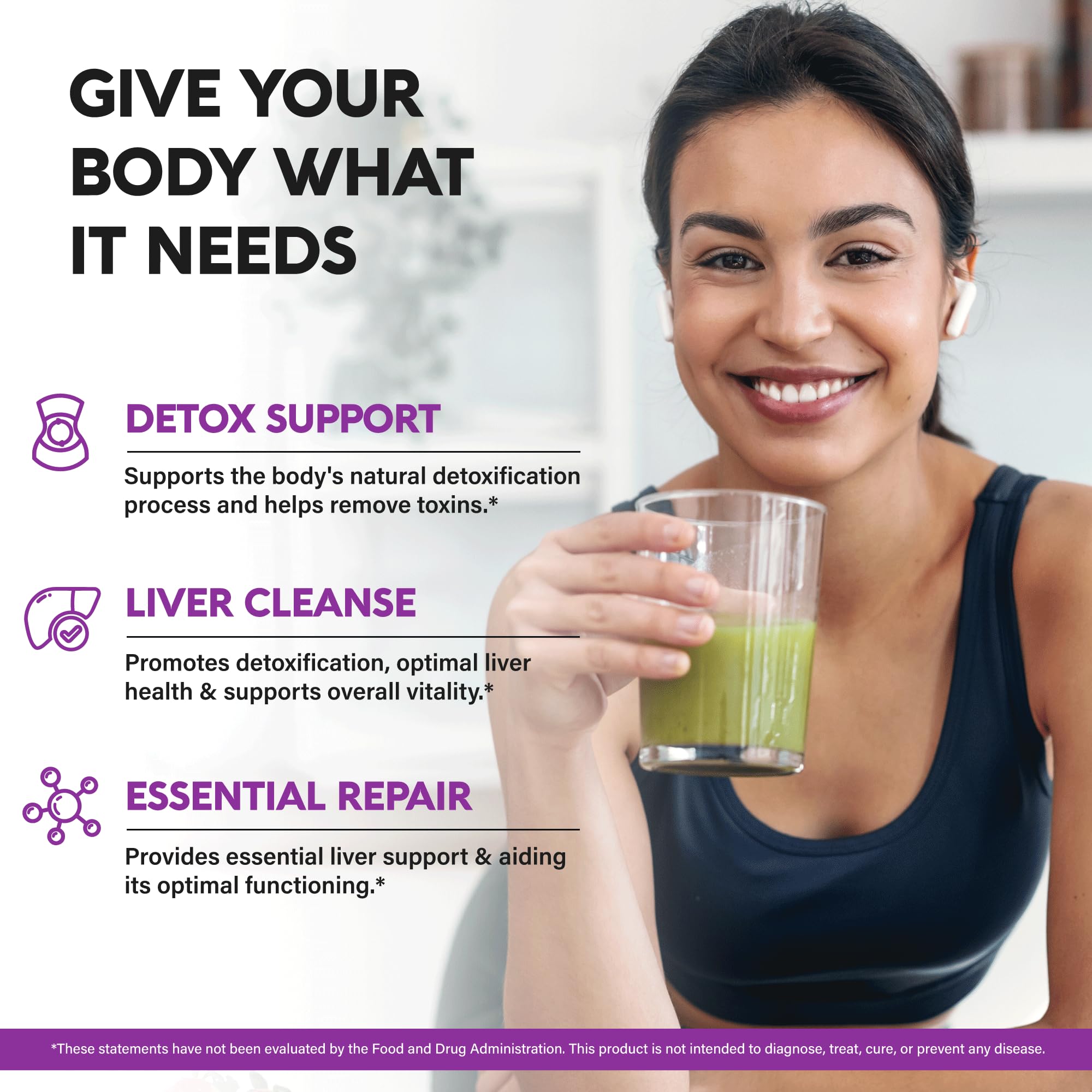 NUTRAHARMONY Liver Cleanse ingredients scoop shows the 20-in-1 blend for liver health.