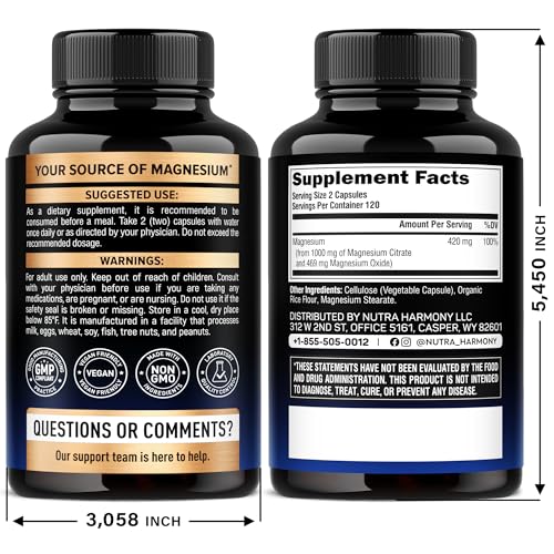 NUTRAHARMONY Magnesium Citrate capsules ready to swallow for easy supplementation.