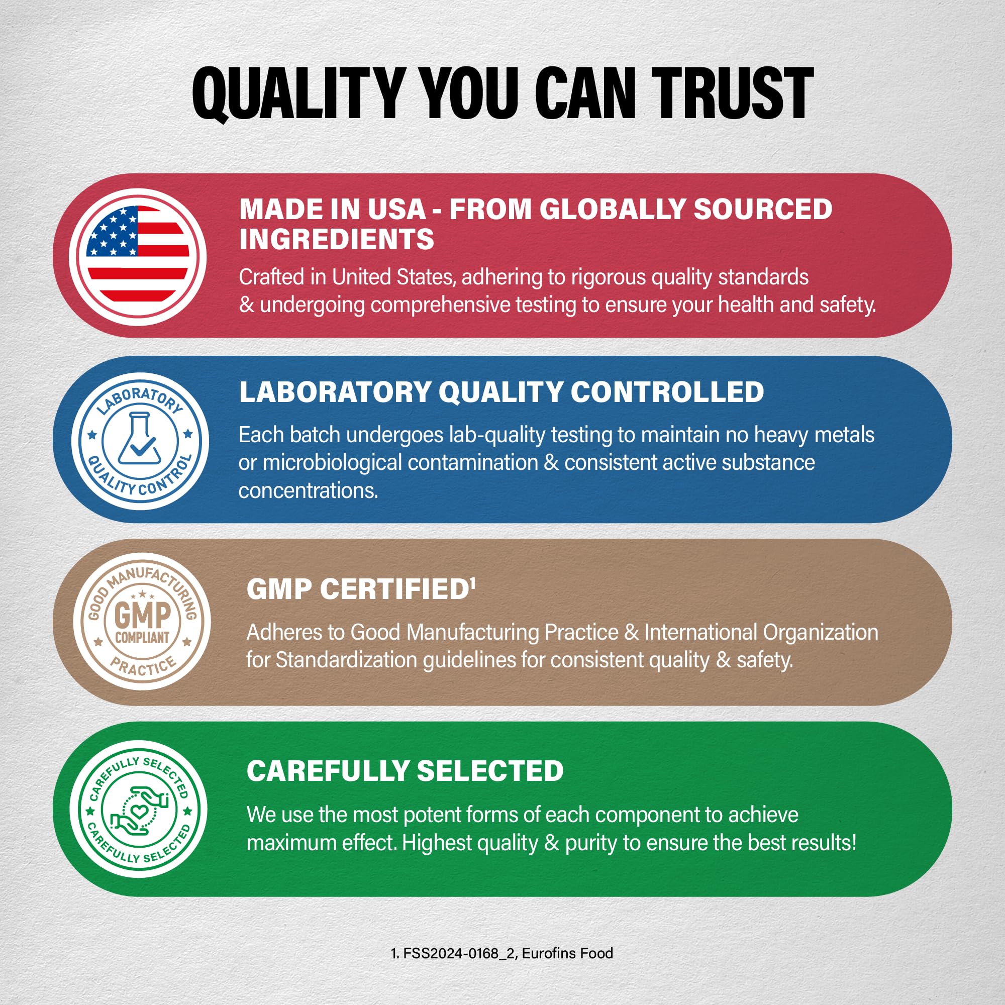 GMP-certified and Non-GMO seals on NUTRAHARMONY packaging reinforce quality