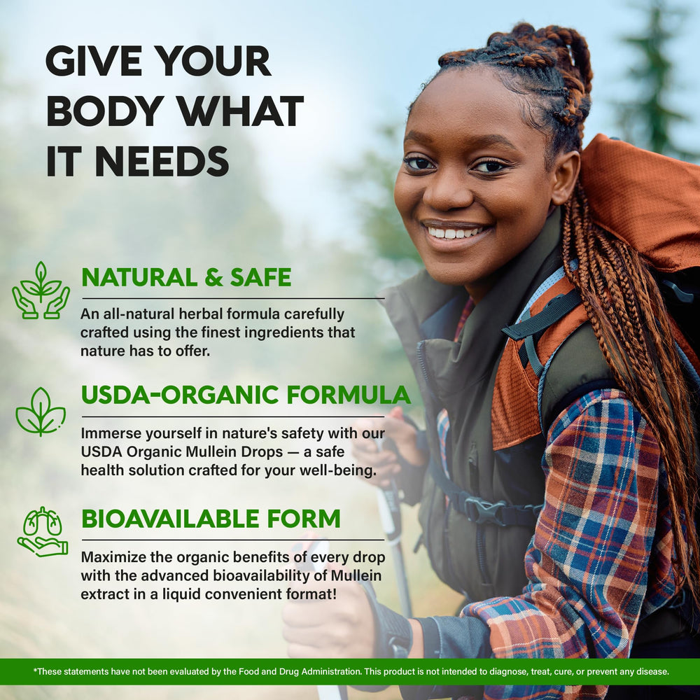 NUTRAHARMONY Mullein Drops USDA Organic seal signals quality