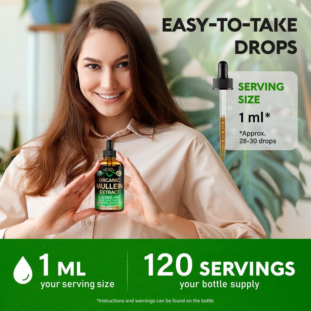 NUTRAHARMONY Mullein Drops can be added to tea for easy use