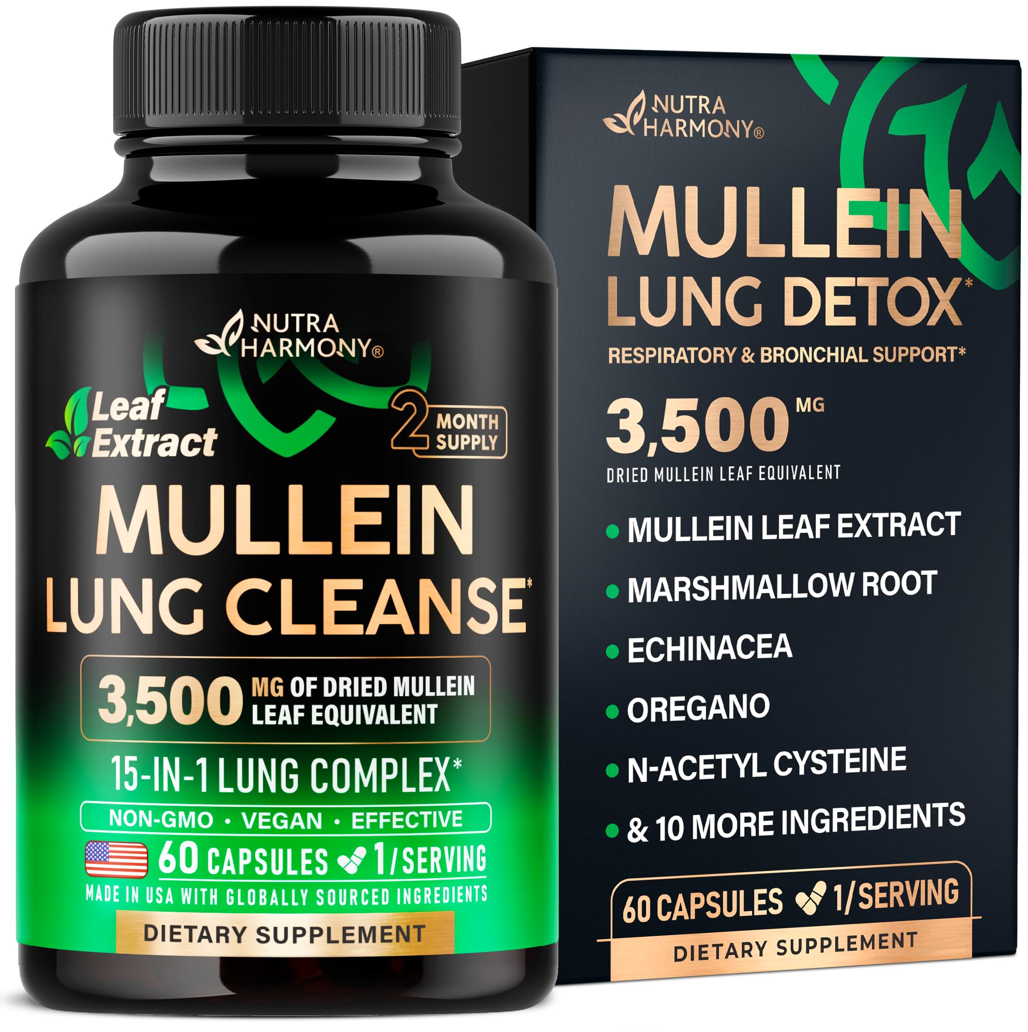 NutraHarmony Mullein Leaf Extract bottle for lung support