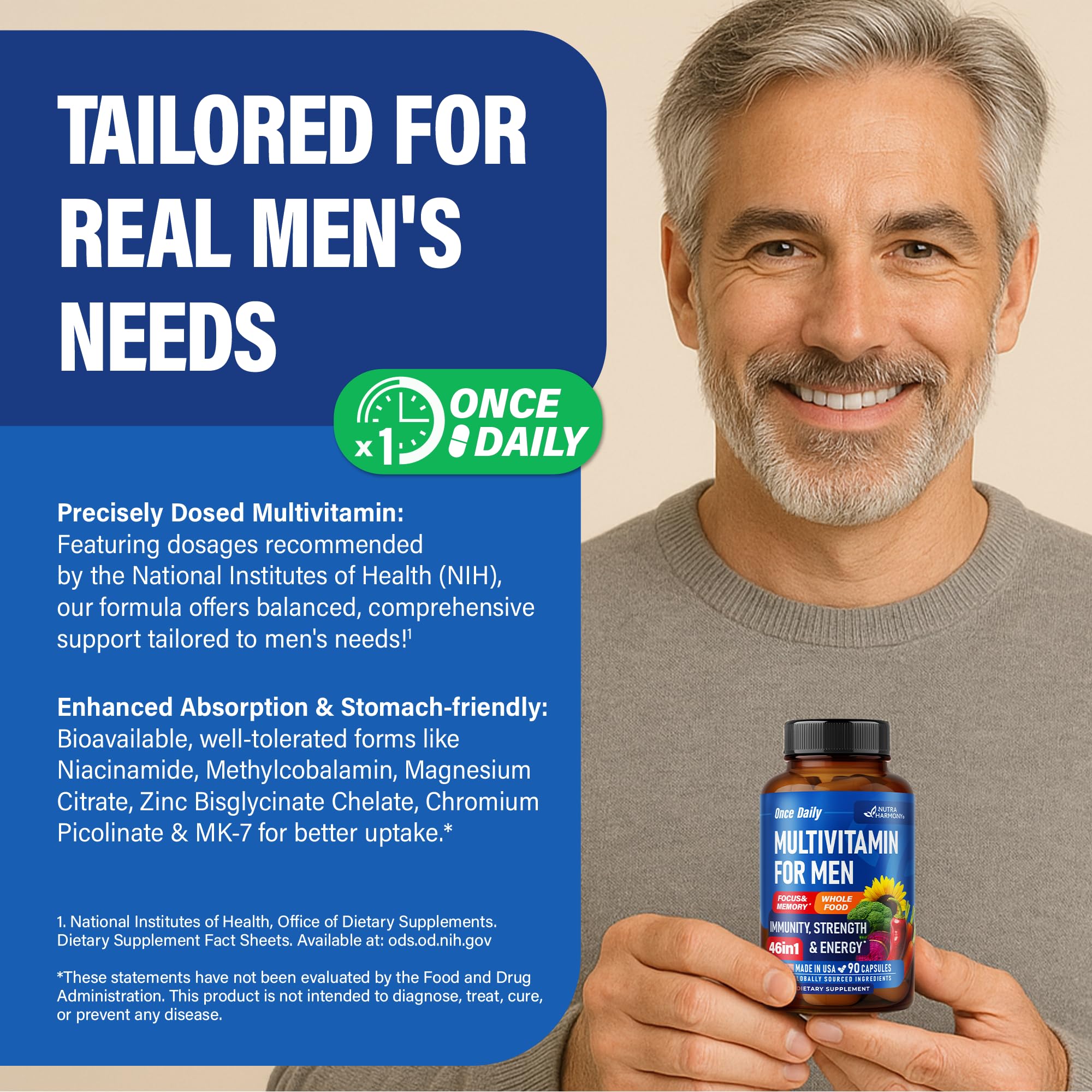 USA-made label on NUTRAHARMONY packaging signals trusted quality