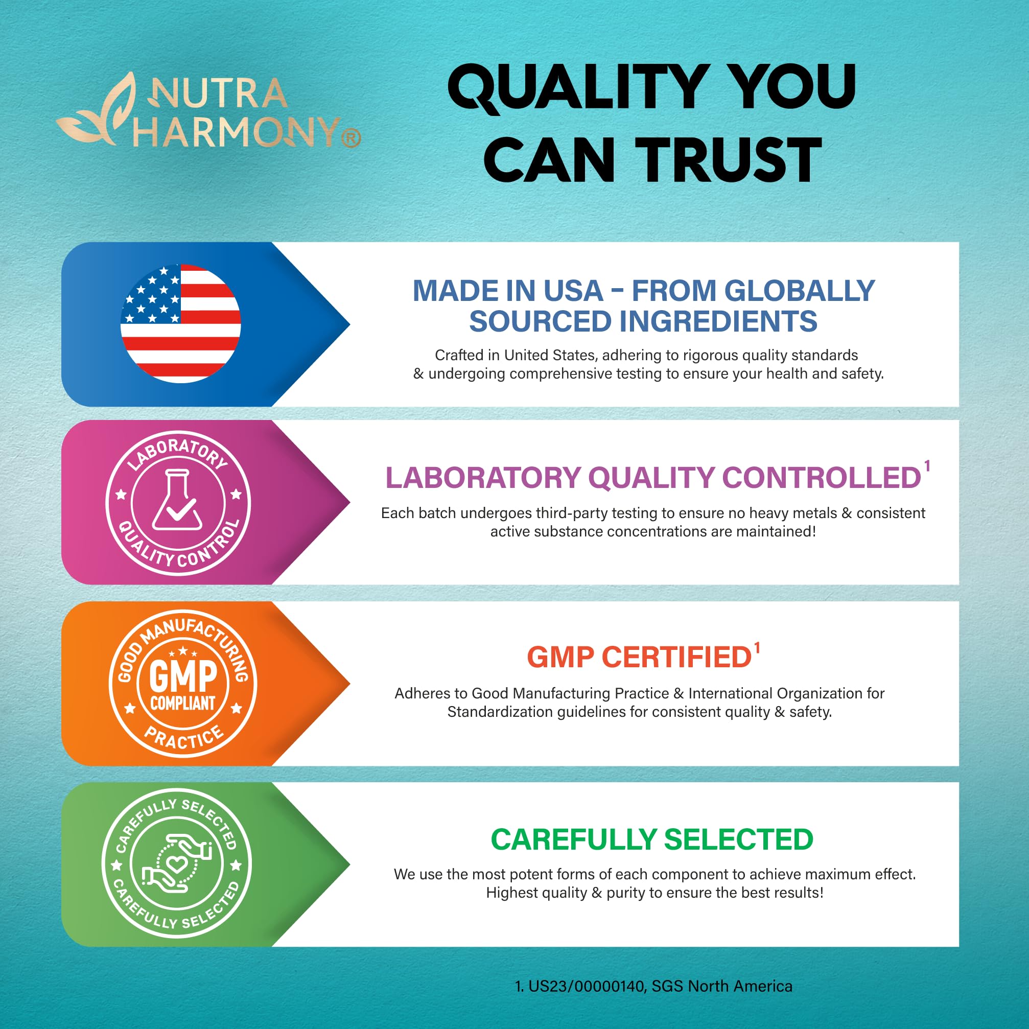 NutraHarmony NAC capsules close-up showing easy-to-swallow form.