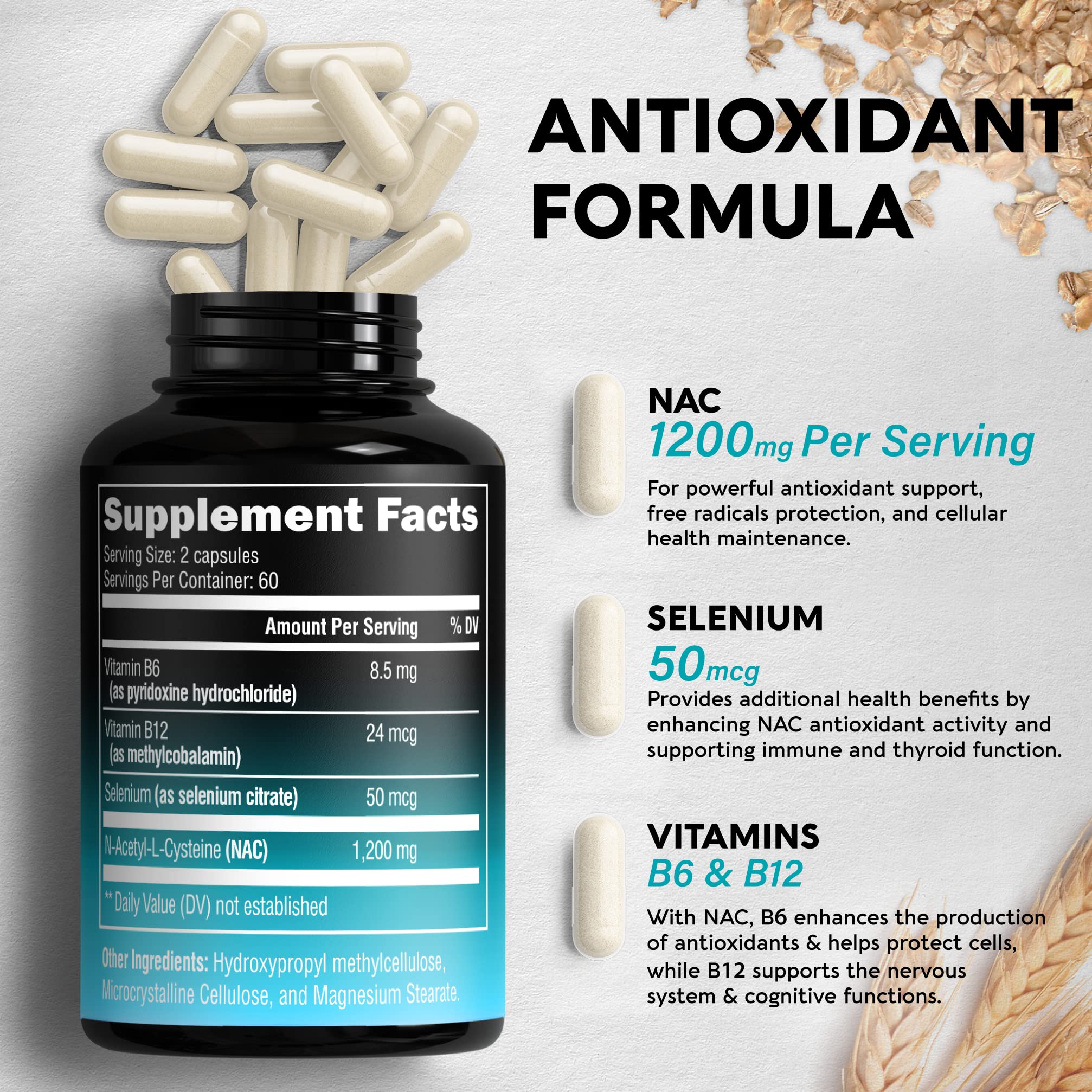 NutraHarmony NAC bottle with third-party testing badge